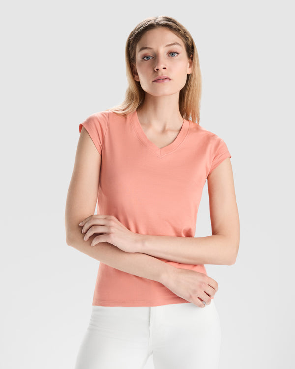 Camiseta VÉRTICE | Camiseta de Mujer con Cuello de Pico Personalizada