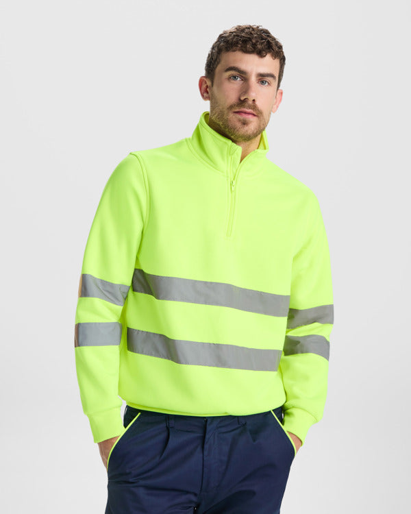 Sudadera FORTALEZA | Alta Visibilidad con Media Cremallera Personalizada