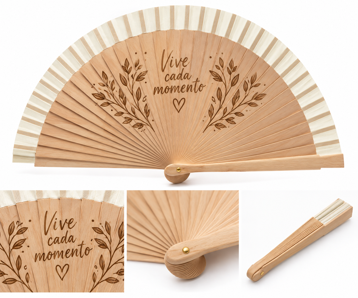 Abanico BRISA | Madera y Algodón Personalizado