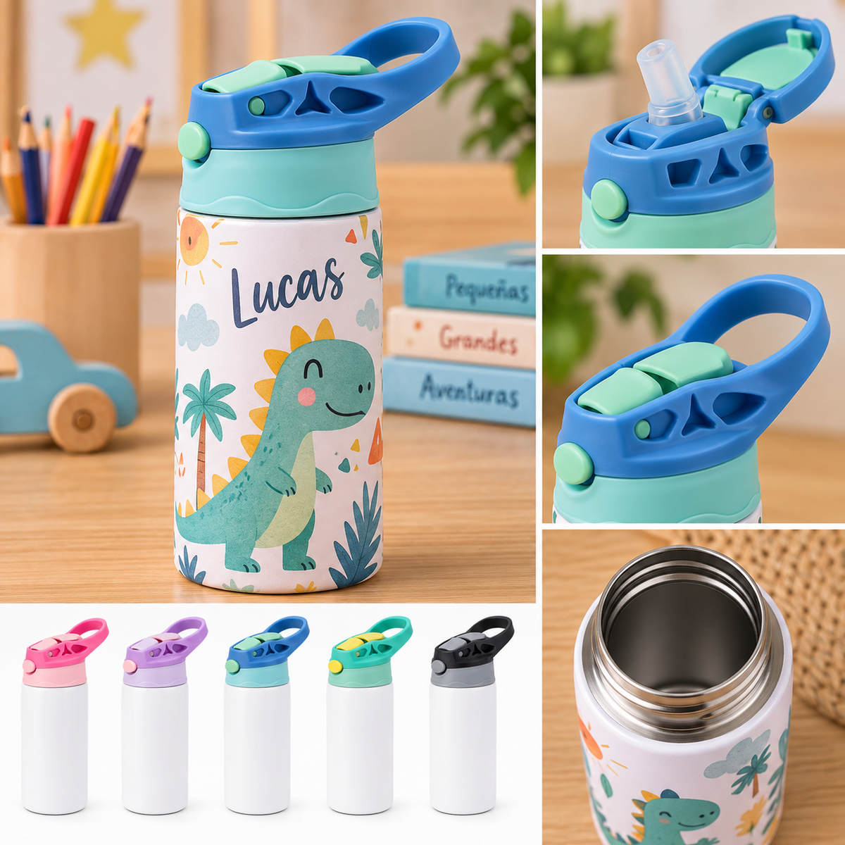 Botella PEQUEGOTAS | Botella Infantil Bicolor Personalizada 360 ml