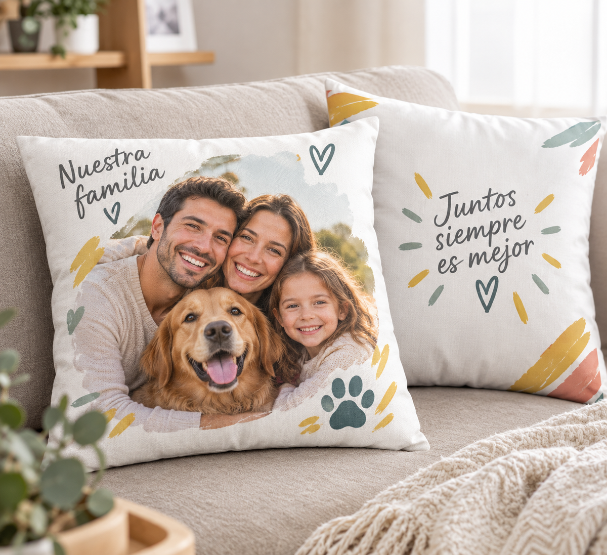 Cojín ABRAZO | Cojín Personalizado de Tacto Algodón 38 × 38 cm