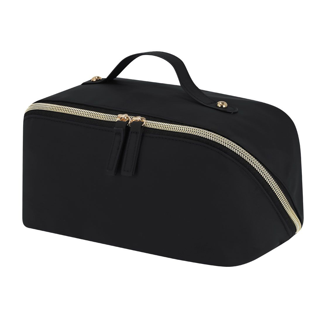 Neceser GLAM negro cerrado con cremallera dorada